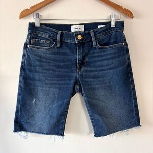 FRAME "Le Garçon" Cut Off Denim Bermuda Shorts | 14.5” Waist | Oversized